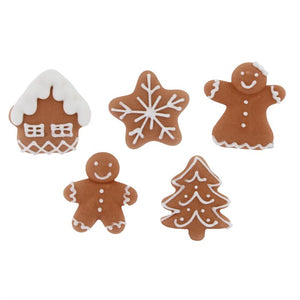 Gingerbread Village Hand Decorated Sugar Cake Decorations - 15 Pack