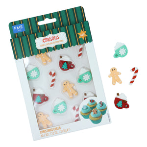 Christmas Edible Sugar Decorations - Christmas Cheer (Pack of 12)