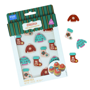 Christmas Edible Sugar Decorations - Festive Feels - 12 Pack