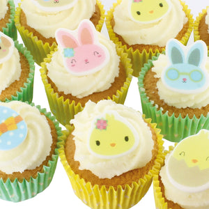 Cute Easter Sugar Cupcake Decorations - 16 Pack