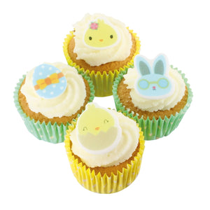 Cute Easter Sugar Cupcake Decorations - 16 Pack