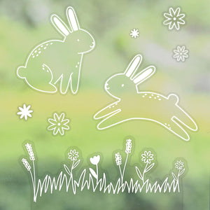 Bunny and Floral Easter Window Stickers