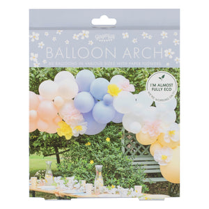 Hello Spring Pastel Balloon Arch with Tissue Flowers