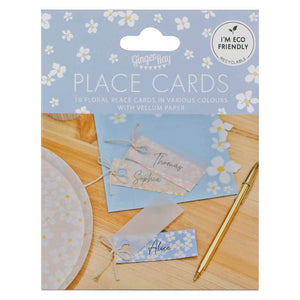 Hello Spring Floral Place Cards with Vellum Paper